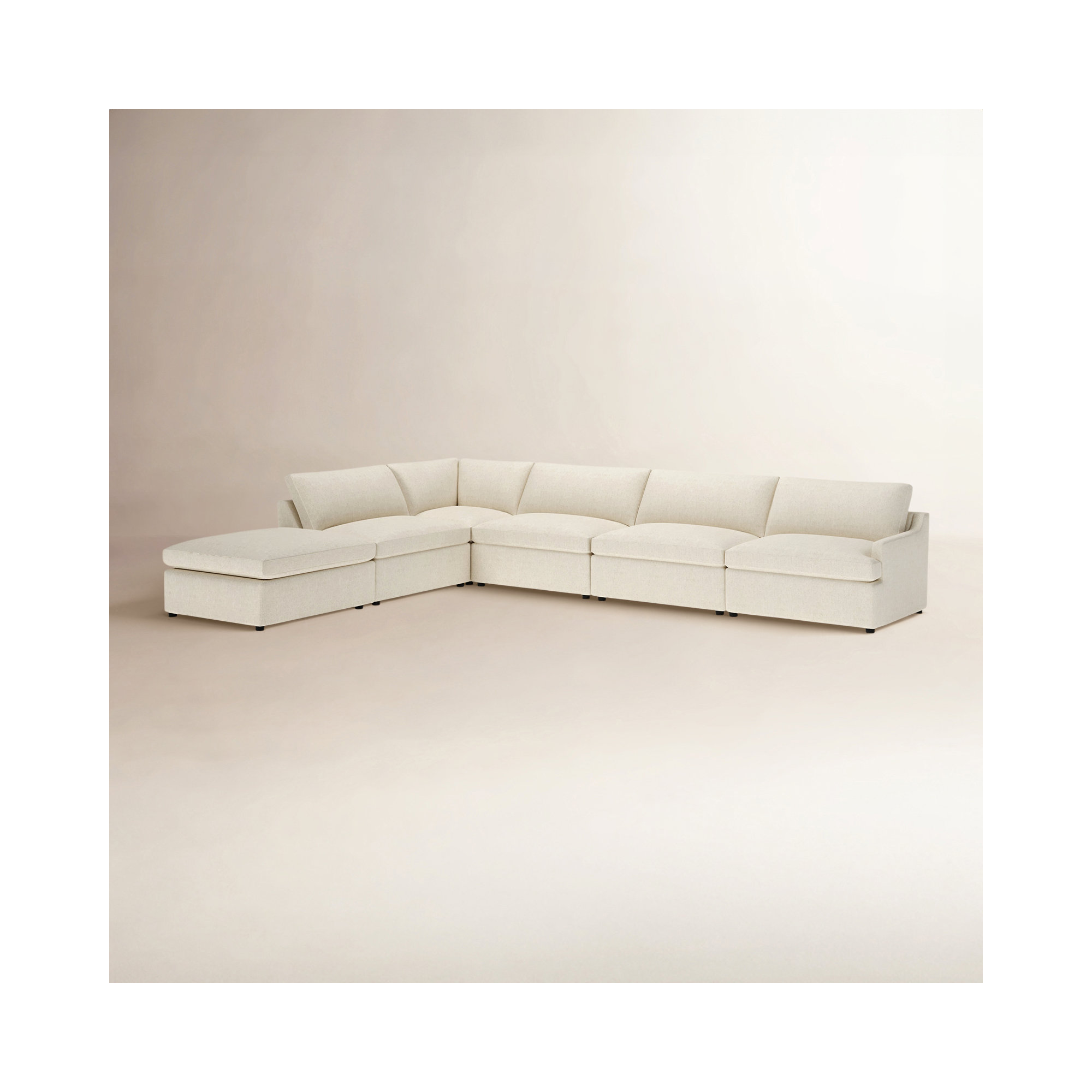 Essex 6-Piece Upholstered Modular Sectional, Left Hand Facing, John Sepia Performance Linen Blend
