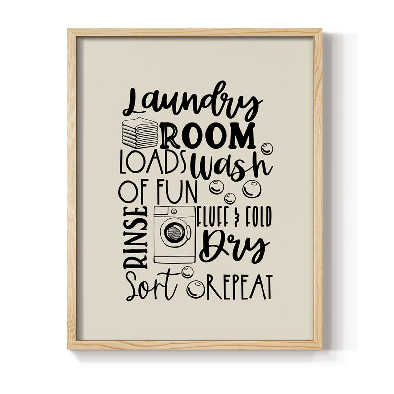 Laundry Room Framed Print - Solid Wood, Natural, 11" H x 9" W