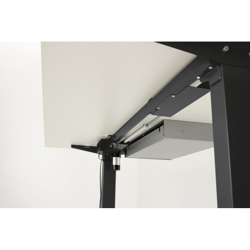Adjustable Metal Base Standing Desk, White, 123cm H x 180cm W x 80cm D, Black