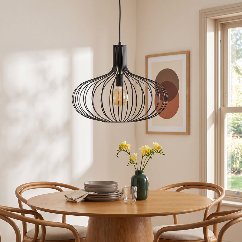 Kern 1 - Light Shaded Pendant, Black, 16.5" H x 19.75" W x 19.75" D