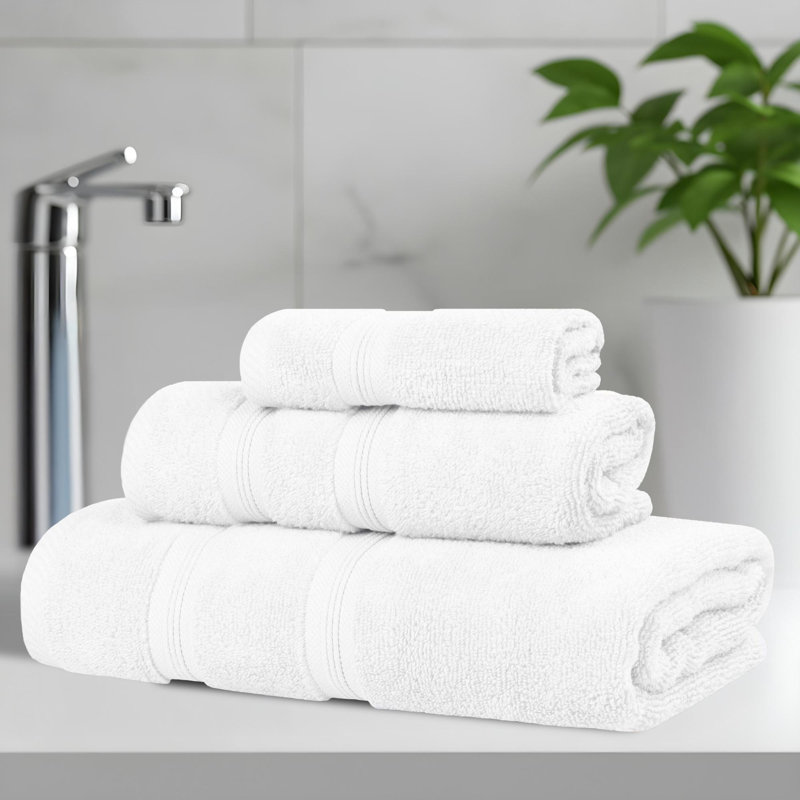  Smart Quick-Dry Zero Twist Cotton 3-Piece Towel Set, White