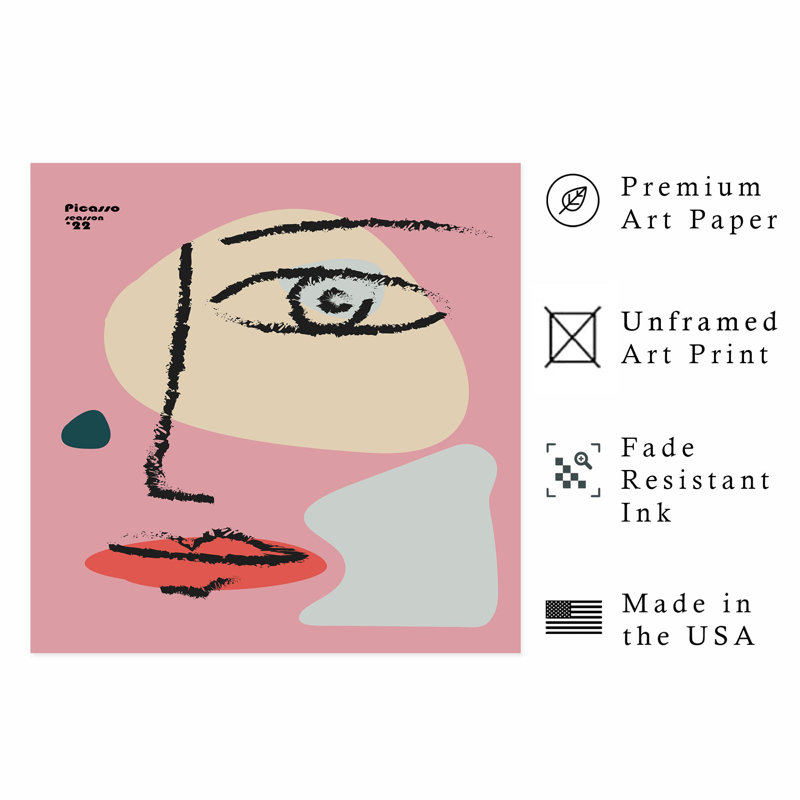 «Abstract Picasso Face III», reproduction d'art moderne sans cadre, H 20 po x l 20 po