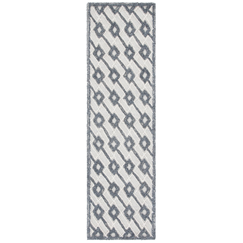 Tapis géométrique touffeté à la main Owlswick, Tapis de couloir 2 pi 3 po x 8 pi