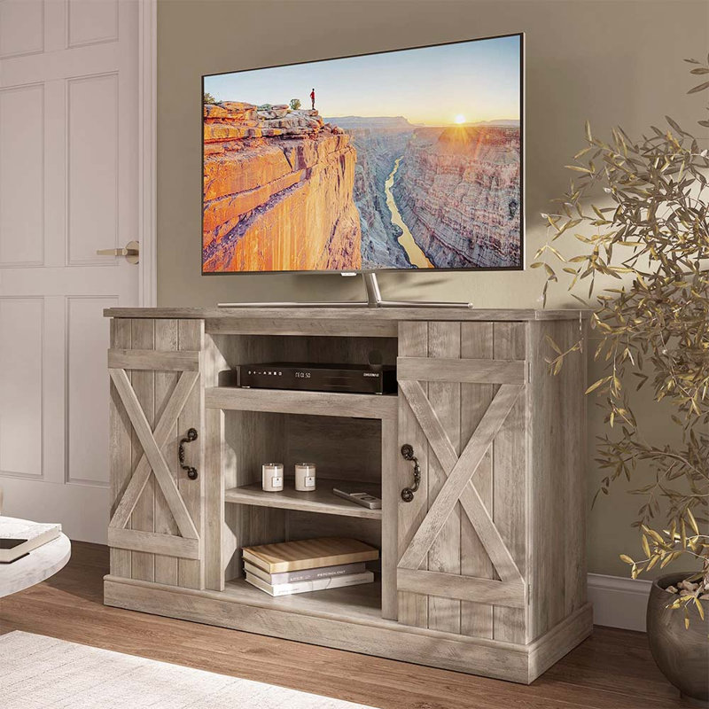 Meuble télé de style rétro American Classic, Gris clair, Non