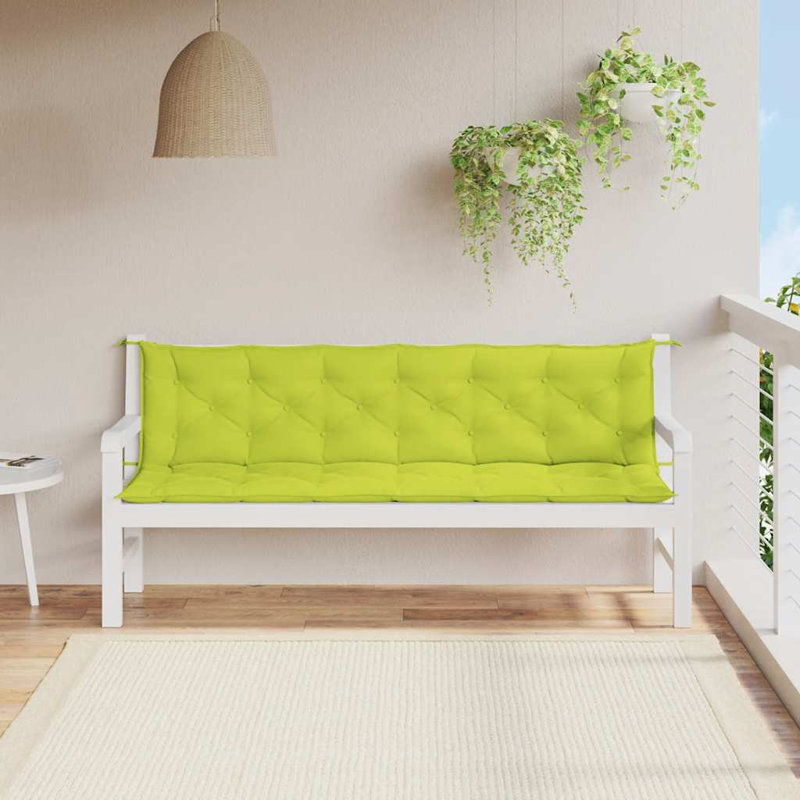 Garden Bench Cushion Set of 2 Bright Green Outdoor Patio Seating Cushions, Fabric - Bright Green, 19.7" H x 78.7" W x 1.1" D
