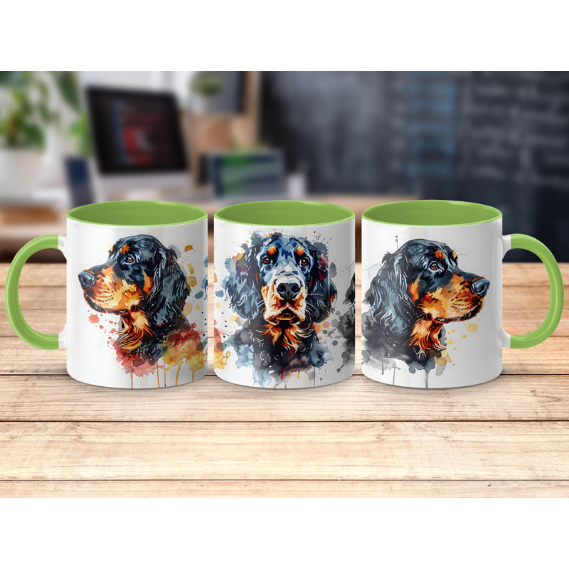 Watercolor Gordon Setter Design 11oz Coffee Mug, 4, Light Green