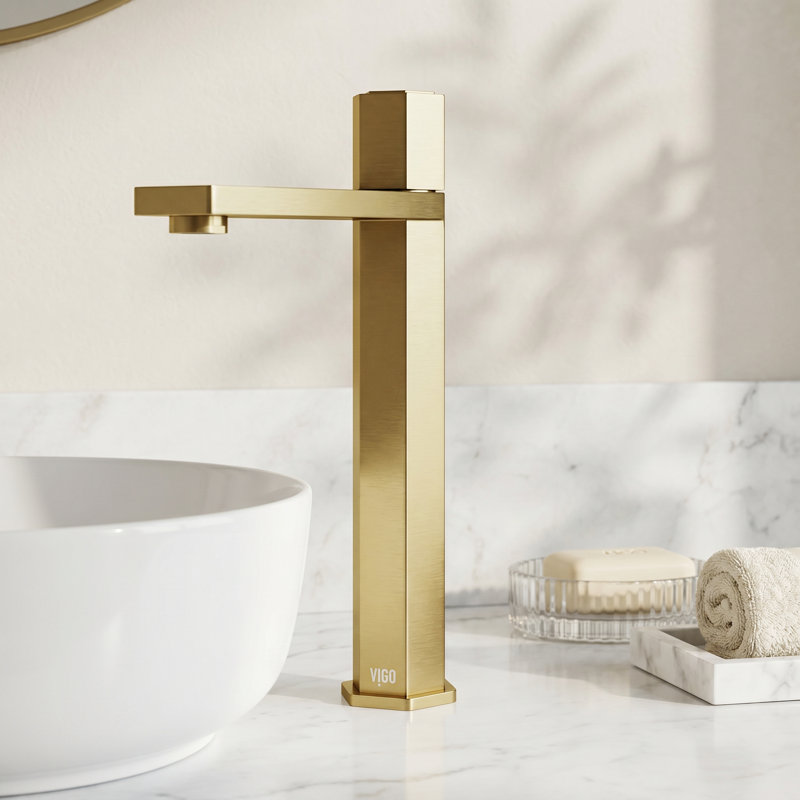 Nova 10" H Single Handle Vessel Sink Bathroom Faucet, Matte Brushed Gold