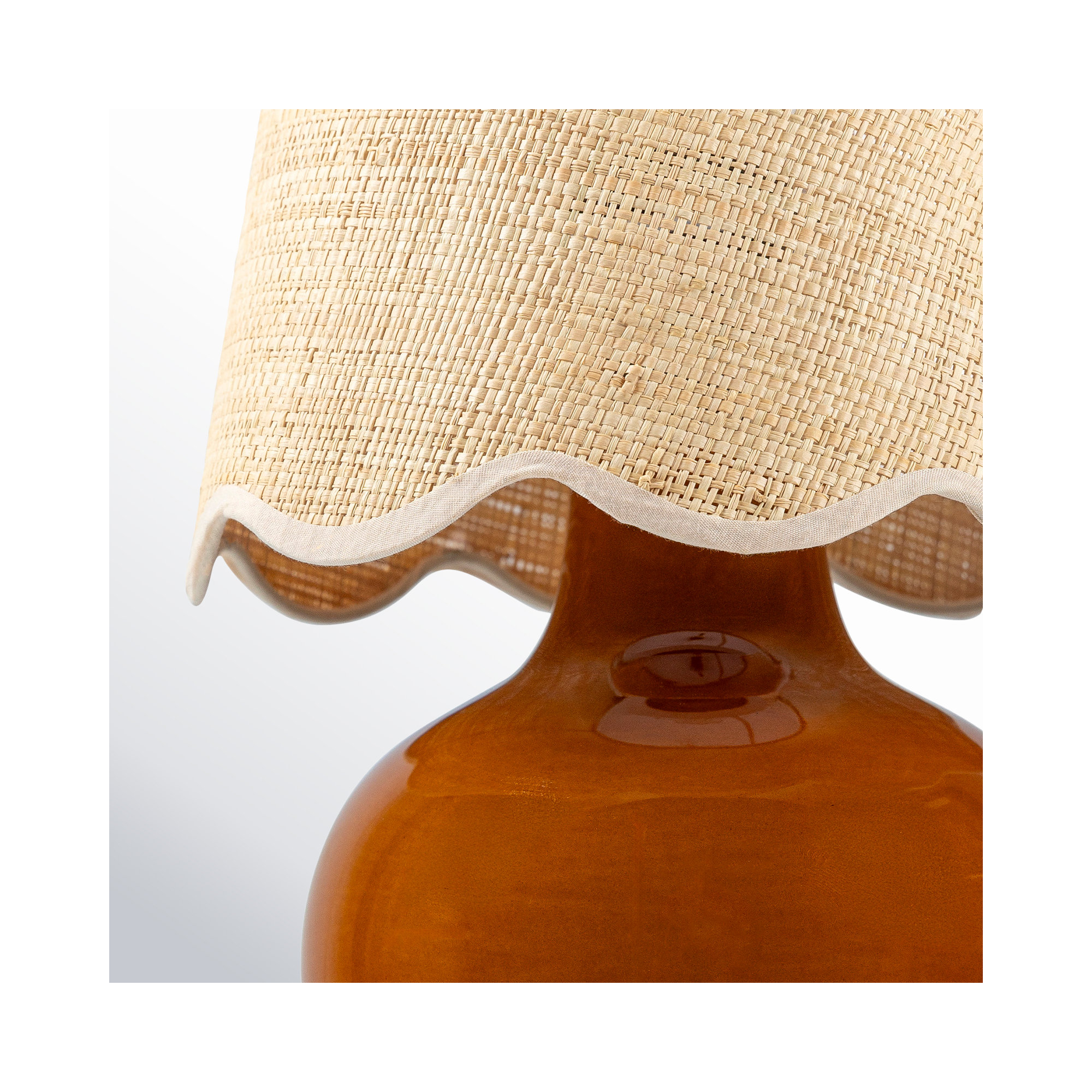Momsen Scallop Shade Lamp, Brown, 13"" H x 8"" W x 8"" D, Natural