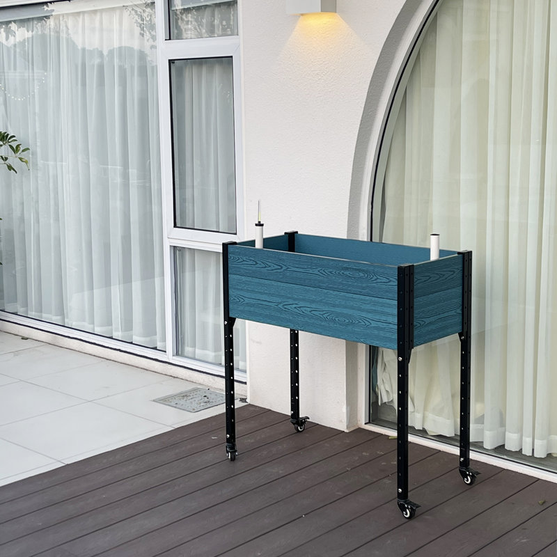 Pot à fleurs surélevé en plastique et en bois