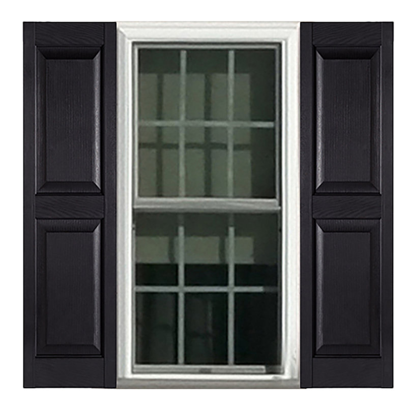 Premier Black Polypropylene Raised Panel Exterior Shutters, 15" x 67"