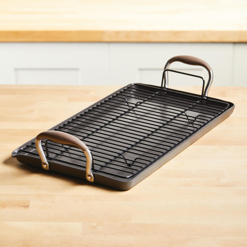 Anolon Advanced Home Hard Anodized Nonstick Double Burner Griddle, 10 Inch X 18 Inch, Brown
