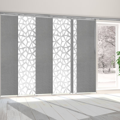 7-Panel Single Rail Panel Track Extendable 110"-153" W x 94"H, Panel width 23.5", Shattered, Woven G
