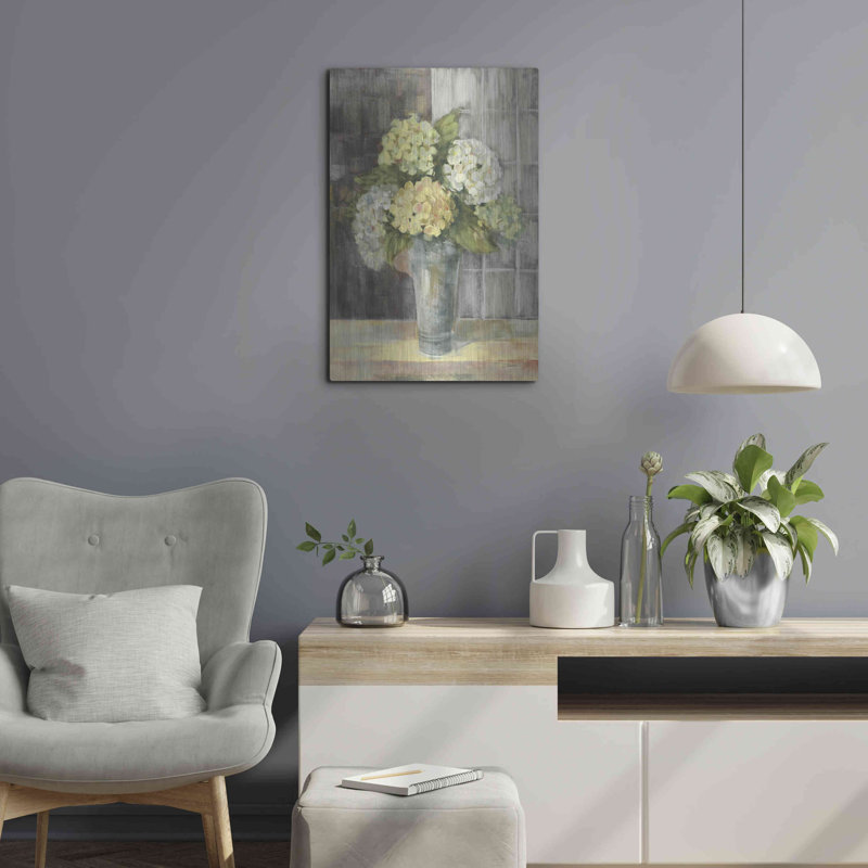 «Yellow Hydrangea Gray» par Carol Rowan, H 24 po x l 16 po