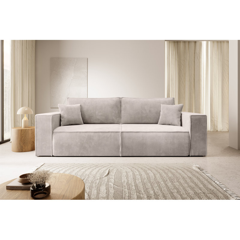 Ahlayah 3 Seater Corduroy Sleeper, Cream