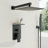 10-Inch Matte Black Wall Mounted Rain Shower System with Handheld Shower Head and Storage Shelf-122549293