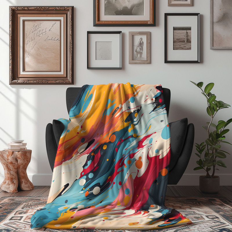 Color Swipes - Couverture de qualité supérieure 1 pièce, Grand lit
