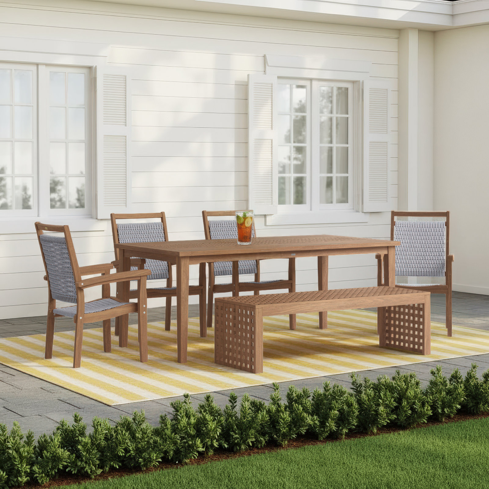Fleur 76" Eucalyptus Patio Dining Set