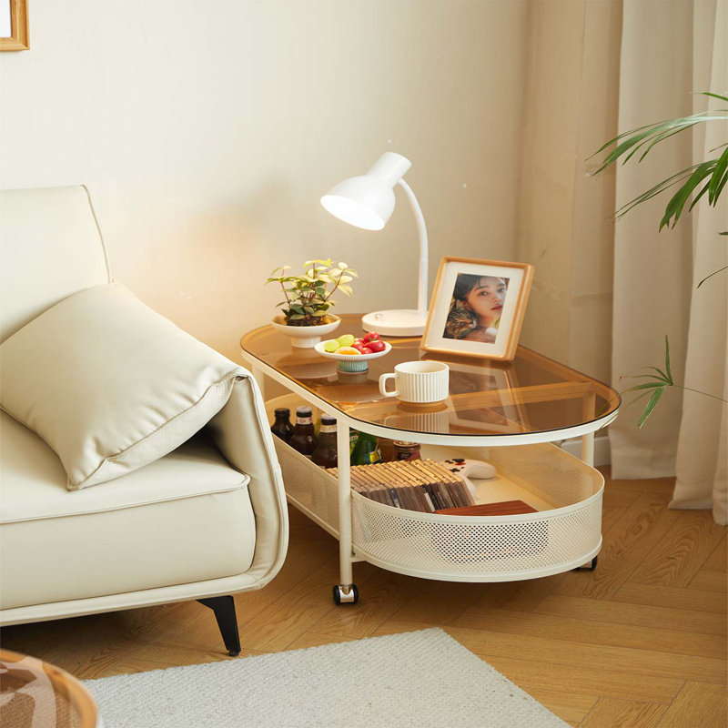 Table basse mobile en métal avec rangement Living Room