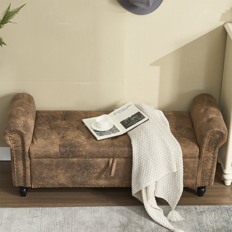 Repose-pieds avec rangement Coolmore 55,25 pouces, Café