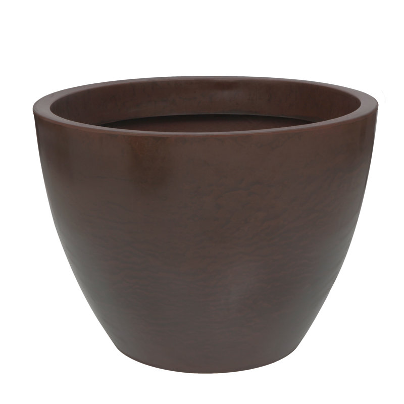 ECOBO Eco-Friendly Round Pot Planter, VicenzaIndoor/Outdoor use,Four Season Use, Marbled Brown, 23.6" H x 31.5" W x 31.5" D