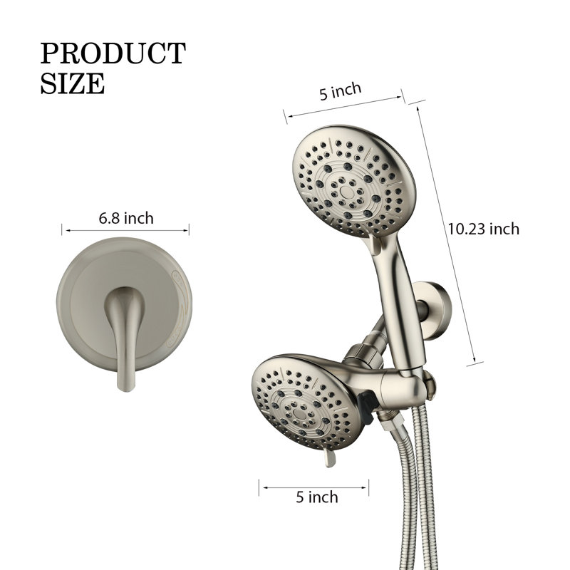 Système de douche complet avec valve brute, Nickel brossé