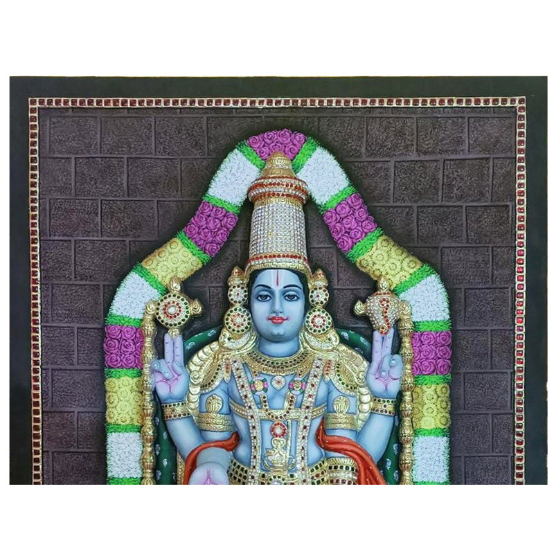 Peinture Bhakawan Perumal Tanjore avec cadre | Super visage en relief 3D