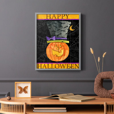 Joyeux Halloween, reproduction encadrée - bois massif