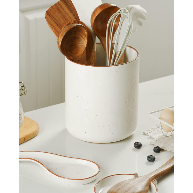 Vintage Ceramic Kitchen Utensil Crock, 7.2"