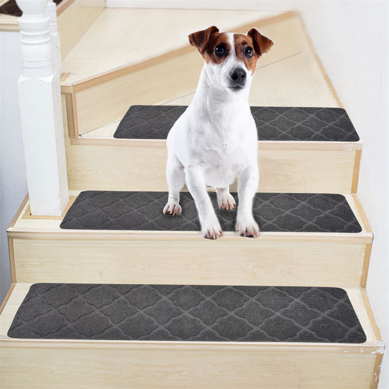 Non-Slip Stair Tread, 15 Pieces Included, Grey Geometric