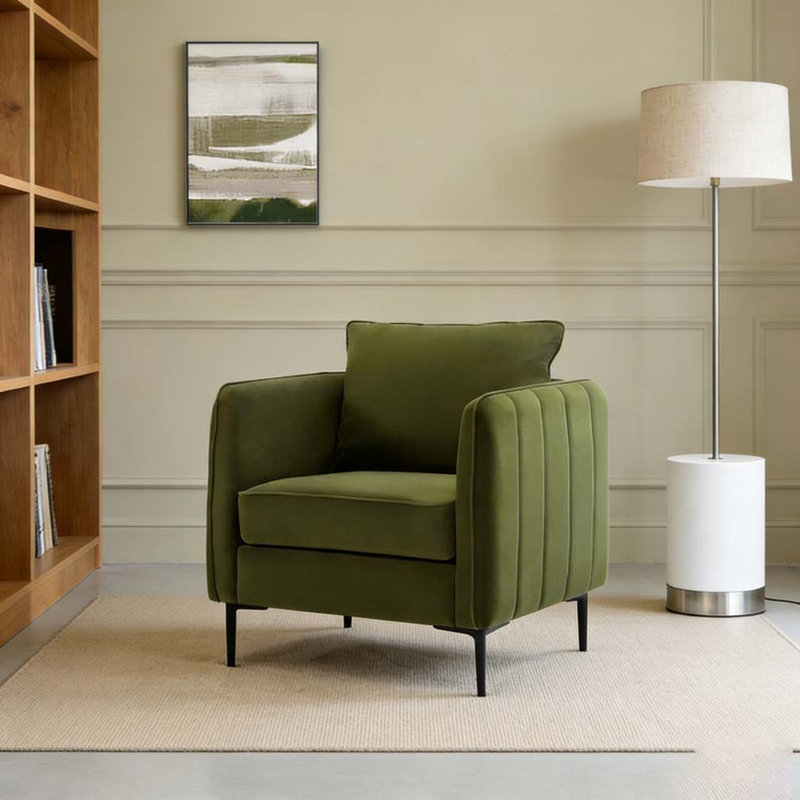 Fauteuil d'appoint simple en velours Accent Chair, Vert
