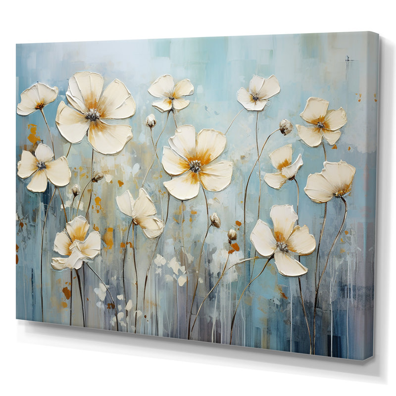 «Elegant Beige Buttercups Meadow II» sur toile, H 12 po x l 20 po, Toile tendue