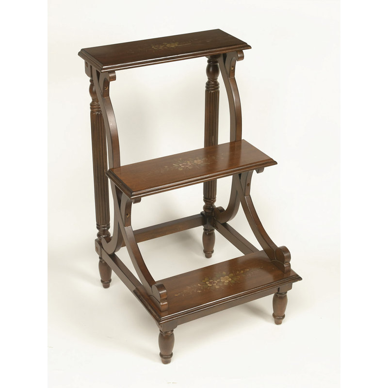 3 - Step Wood Step Stool, Medium Brown