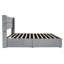 Structure de lit double avec lit de rangement à vérin à gaz avec tête de lit moderne à oreilles, ports USB