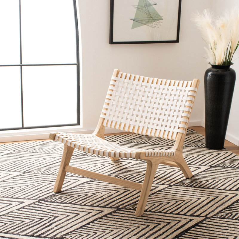 Chaise parsons Millner, Cuir blanc, Naturel