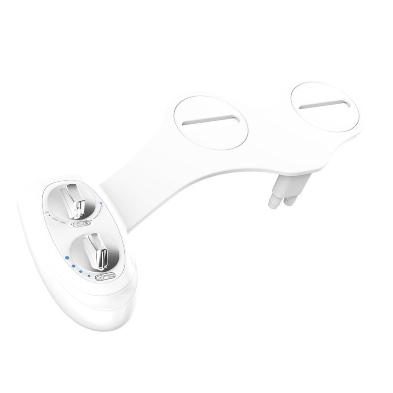 Bidet de toilette avec garde-corps à double buse pour le lavage avant féminin et arrière, deux poignées de contrôle du débit d'eau, s'adapte à la plupart des sièges, ajustement alternatif hygiénique, remplacement