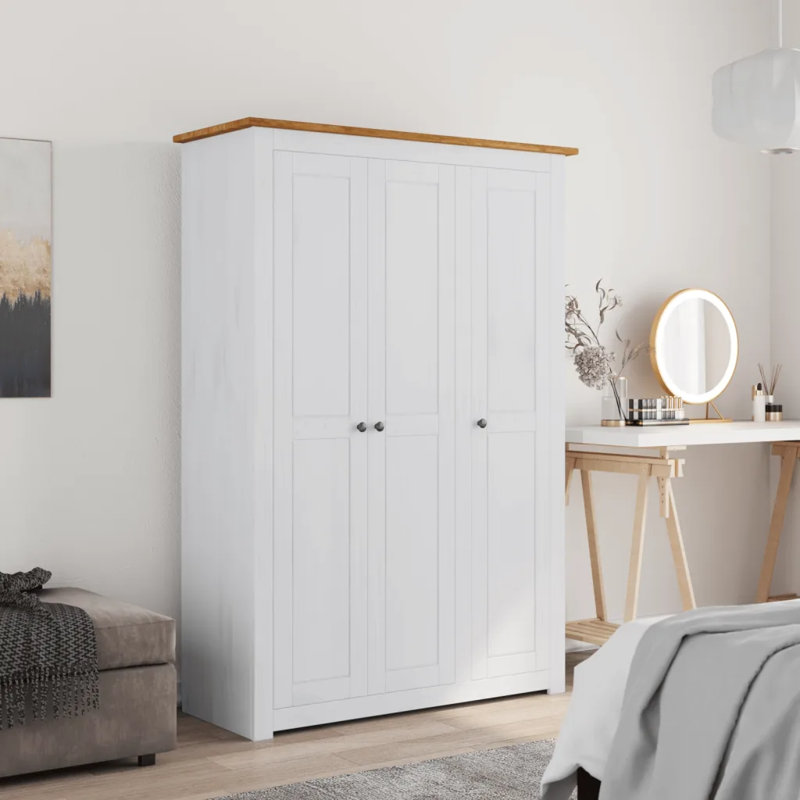 Rocco 3 Door Solid Wood Wardrobe, White