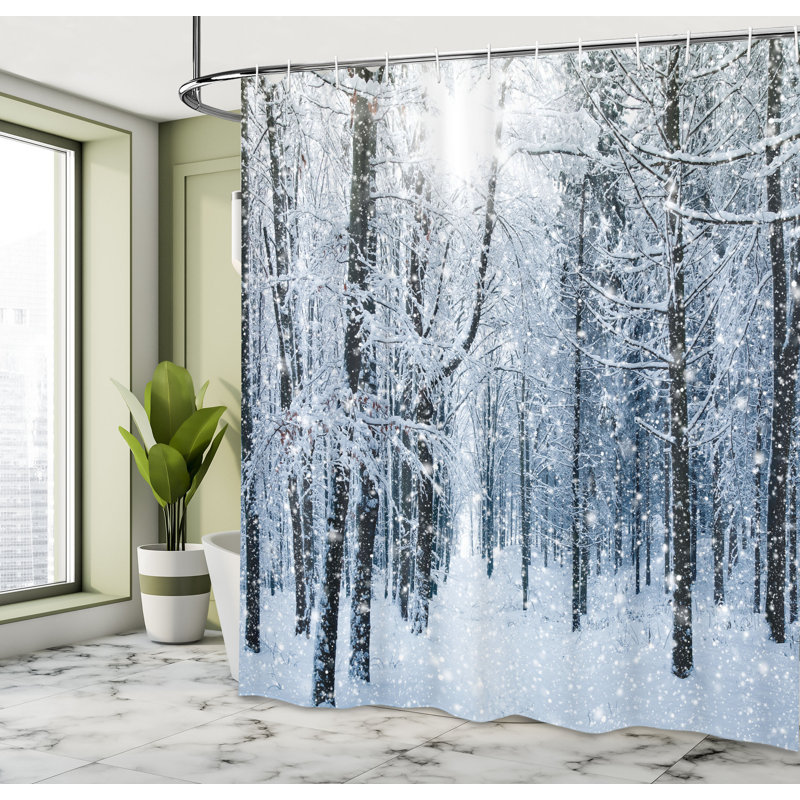 Winter Shower Curtain Set + Hooks, 70" H x 69" W