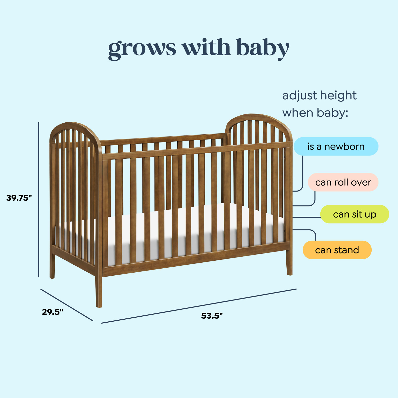 Beau Pine 3-in-1 Convertible Crib, Walnut
