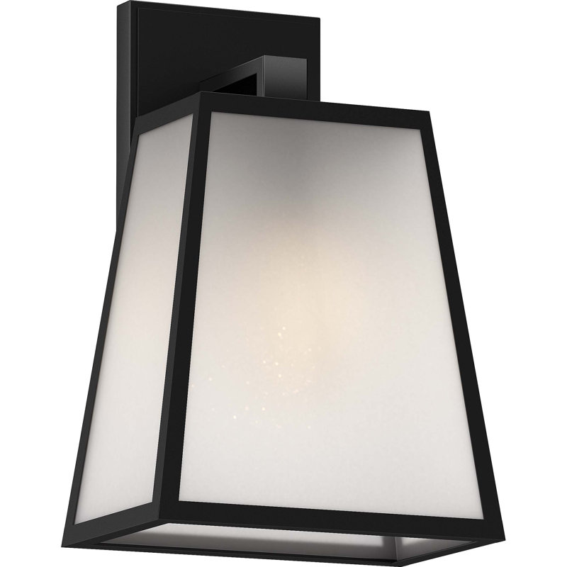 1-Light Outdoor Steel Black Bell Lantern Sconce Wall Mount Wall Light with Frosted Glass