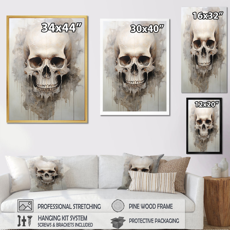 «Skull Elegance Portrait IV», reproduction sur toile, H 20 po x l 12 po x P 1 po, Toile tendue