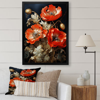 Bronze éclatant coquelicots en lueur métallique II - coquelicots, art mural