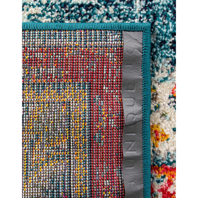 Galyean Oriental Area Rug, Turquoise , Runner 2'7" x 12'