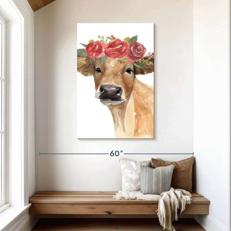 Vache en fleur Brampt II, H 45 po x l 30 po