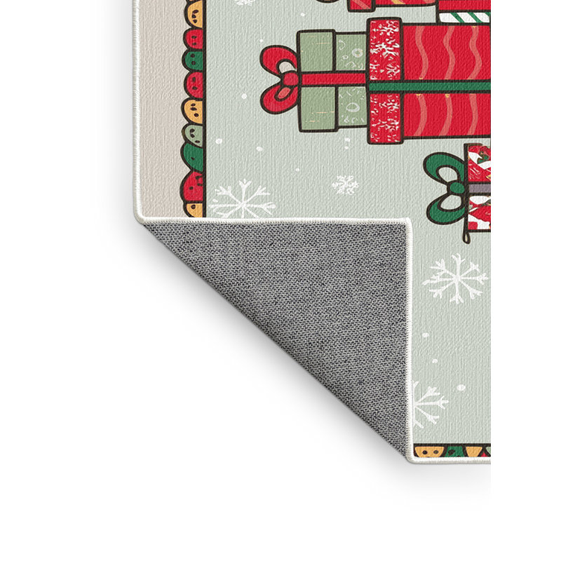 Tapis de vacances d'hiver de Noël lavable The Holiday Aisle®, Rectangulaire 2 pi x 3 pi
