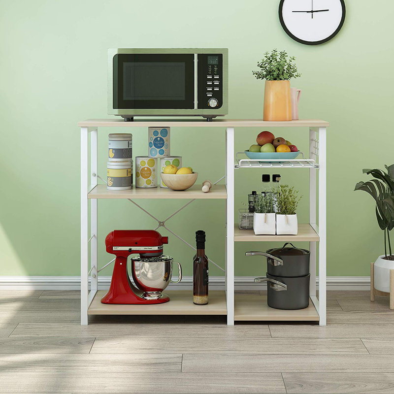 Kearse Kitchen Island, Oak Finish, White