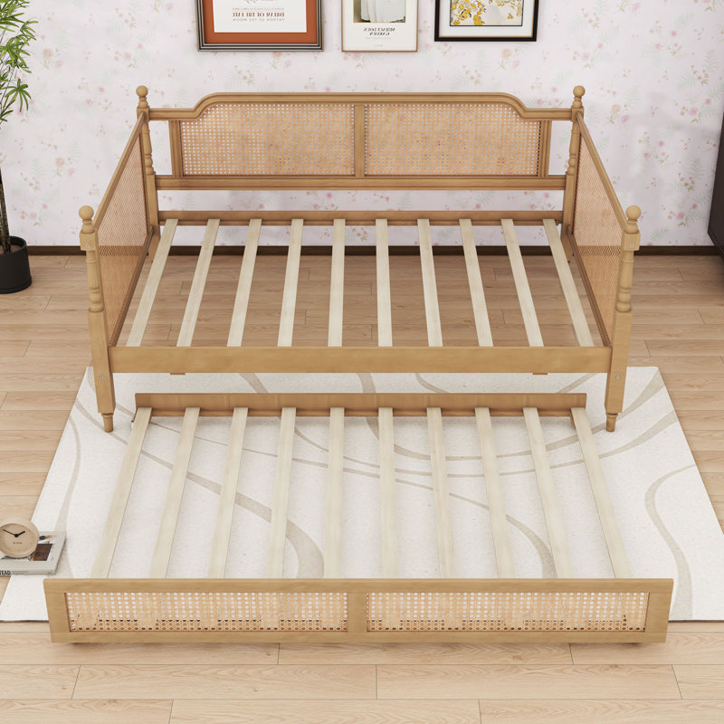 Wooden Daybed with Headboard and Trundle, Full/Double, Antique Walnut