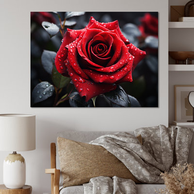 «Atthew Water Drops on Red Rose Majesty II», reproduction