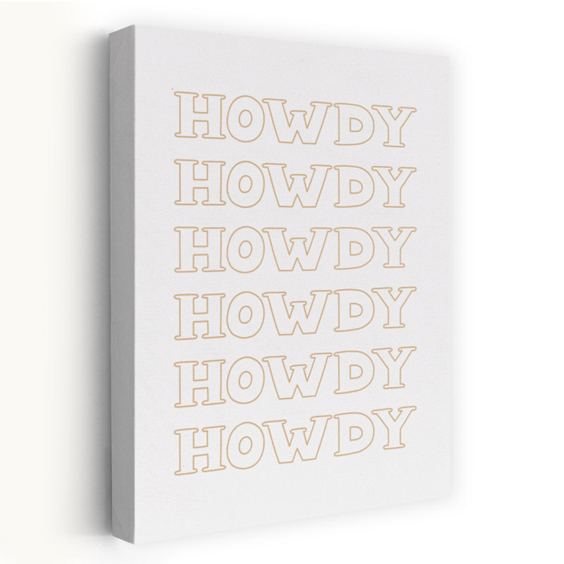 Neutral Howdy Bold Minimalist Modern Coastal Wall Art Print 1 Piece Wrapped Canvas Wall Art, 152.4cm H x 101.6cm W