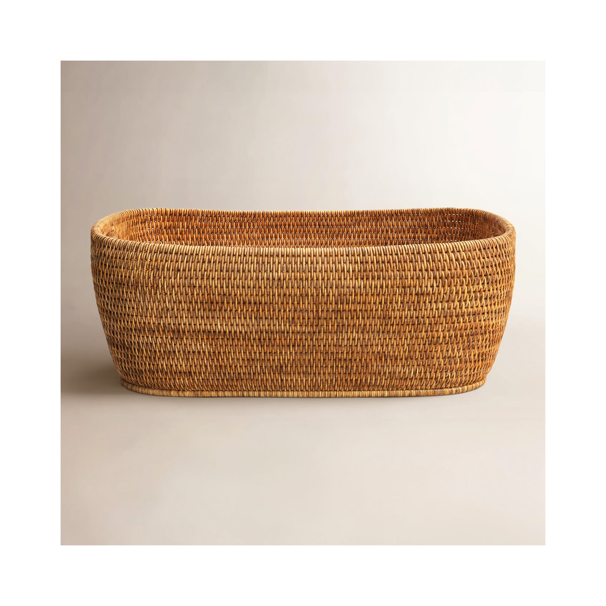Handmade Coastal Decorative Basket 1, Honey Brown, 9" H x 26" W x 20" D