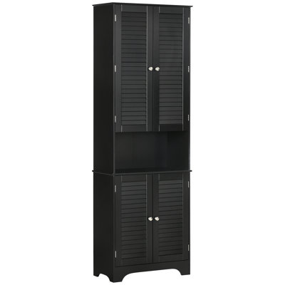 Tall Narrow Bathroom Storage Cabinet With Doors And Shelf Adjustability, Freestanding Bathroom Linen Cabinet With 2 Cabinets And Countertop, Bathroom Floor Cabinet